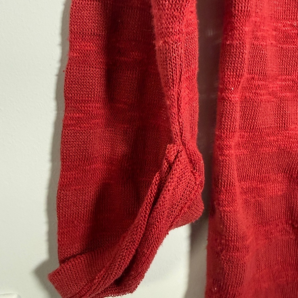 🌹 LRL Lauren Jeans Co. Ralph Lauren Red Textured Knit Pullover Top - Medium - Picture 6 of 10